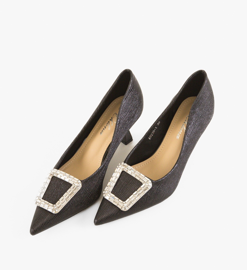 Pantofi Dama Negri cu Toc Elegent | Model Chipili - imagine 4