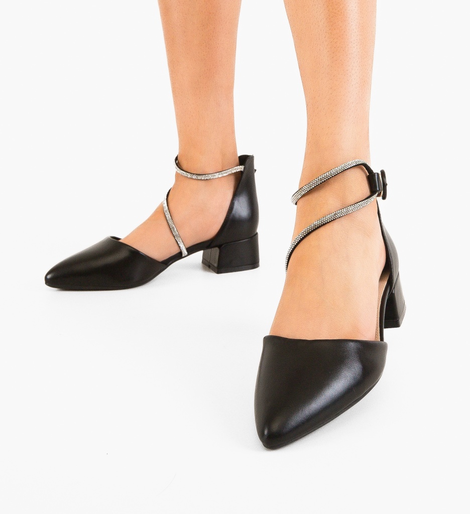 Pantofi Dama Naane Negri cu Toc Eleganți - imagine 2