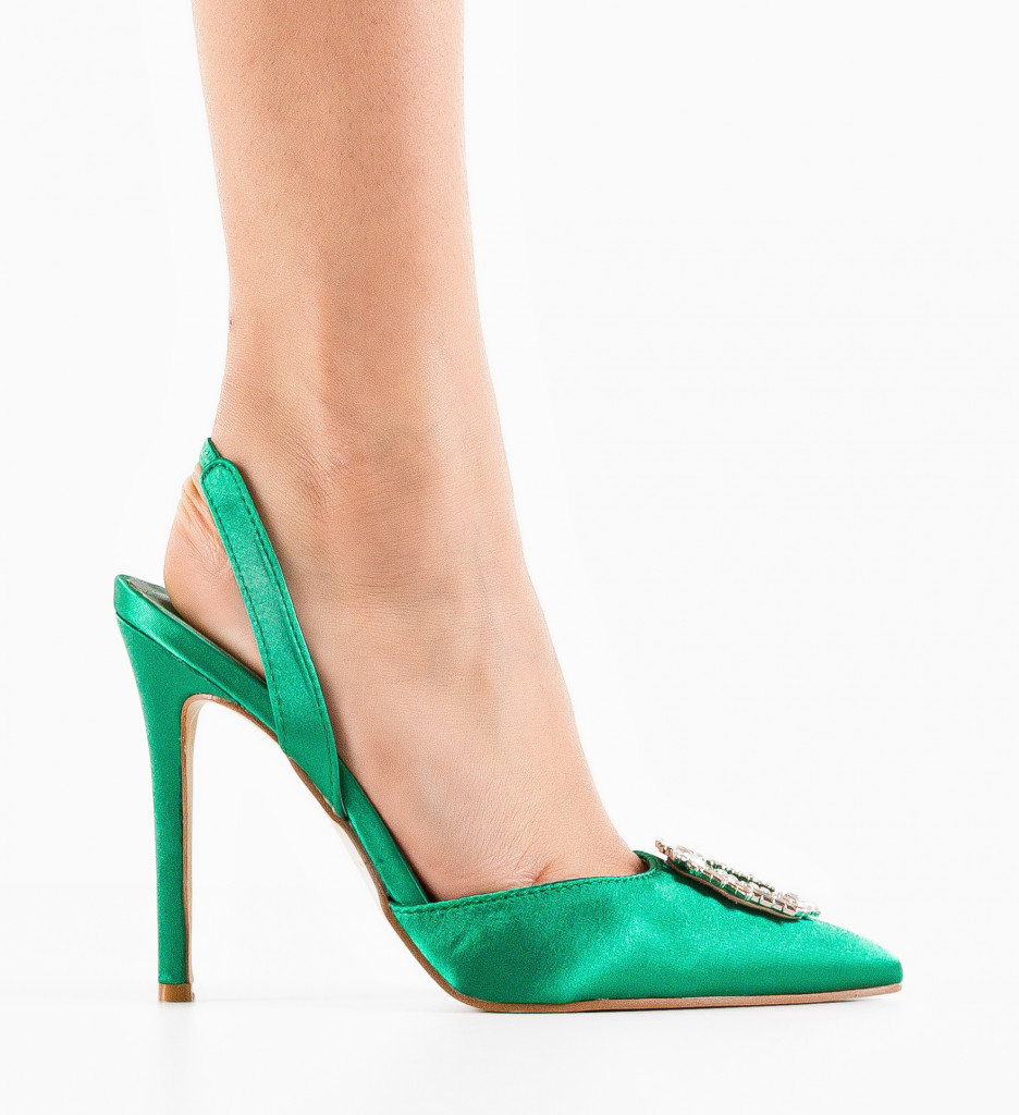 Pantofi Heilwig Verzi cu Toc Eleganți - imagine 5
