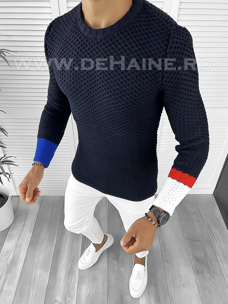 Pulover Barbati Bleumarin Tip Zara Slim Fit
