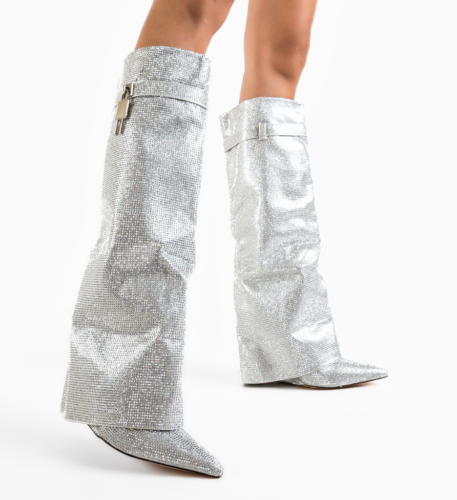 Cizme Fasamana Argintii - Eleganță și Stil - imagine 2