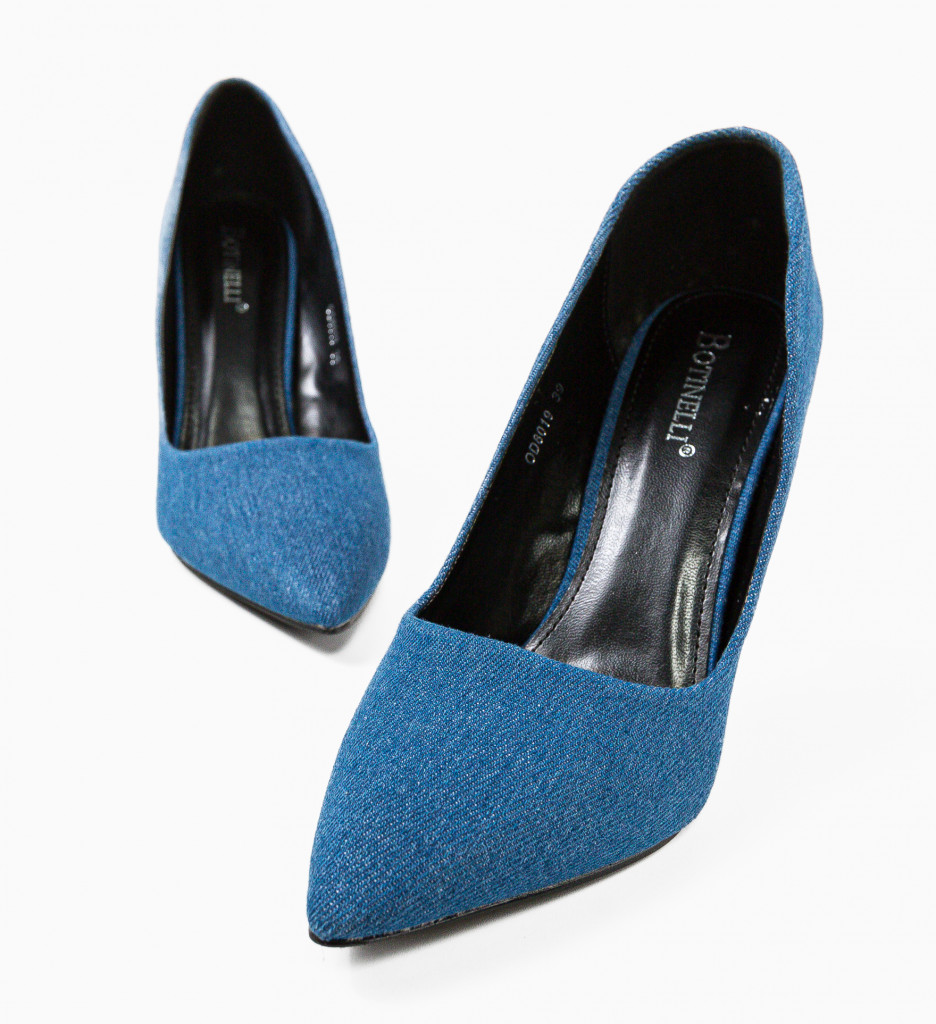 Pantofi Dama Toc Albastru Eleganți - imagine 5