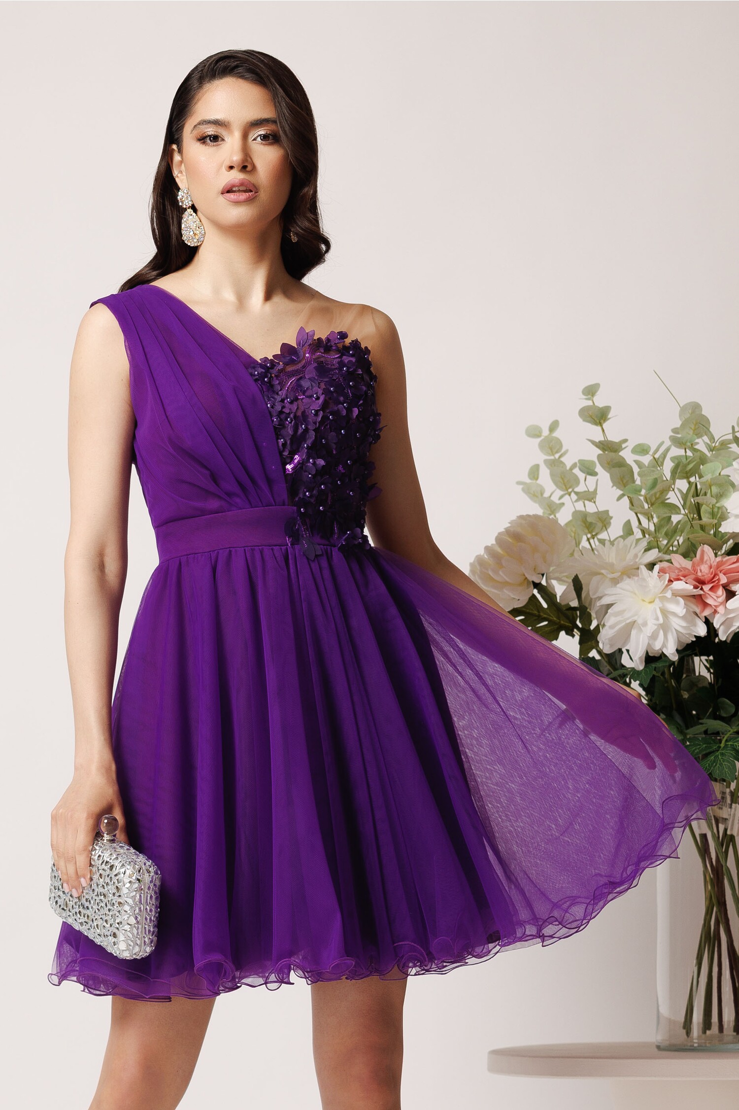 Rochie Ocazie Ella Collection cu Flori pe Bust