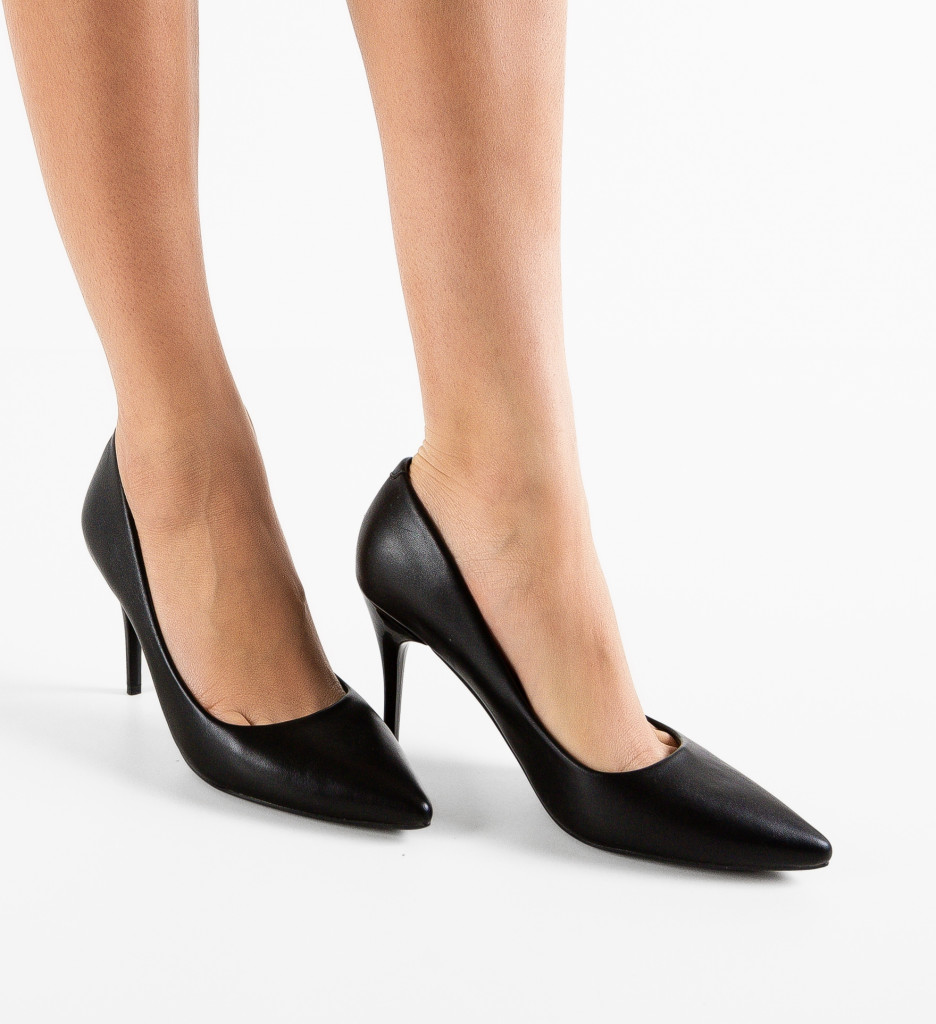 Danube Pantofi Toc Eleganți Negri - imagine 4