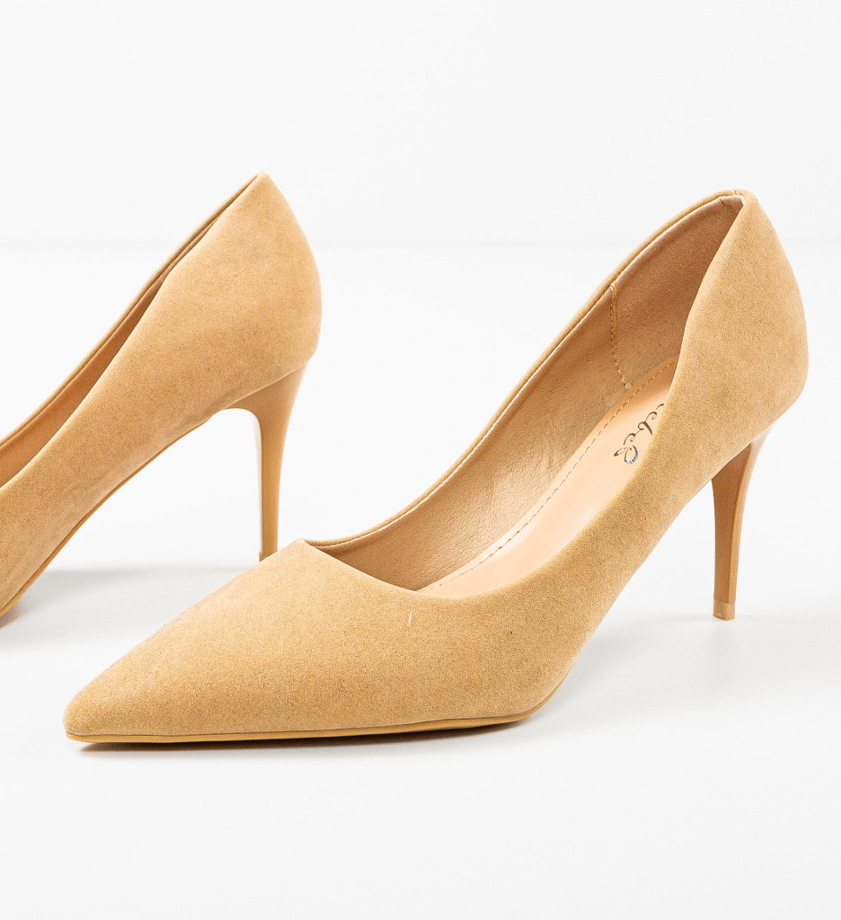 Pantofi Jayanta Bej Eleganți - Toc Comfort