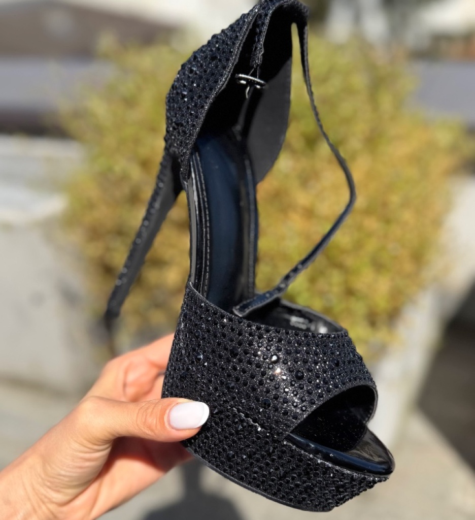 Sandale cu toc Ellaria Negre | Eleganță și Stil