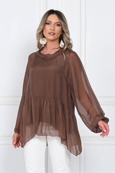 Bluza Mătase & Vascoză Shopika | Lejeră Maro