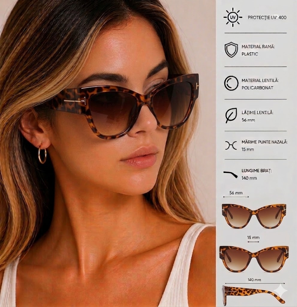 Ochelari Soare Femei Leopard Picadili | Protecție UV - imagine 3