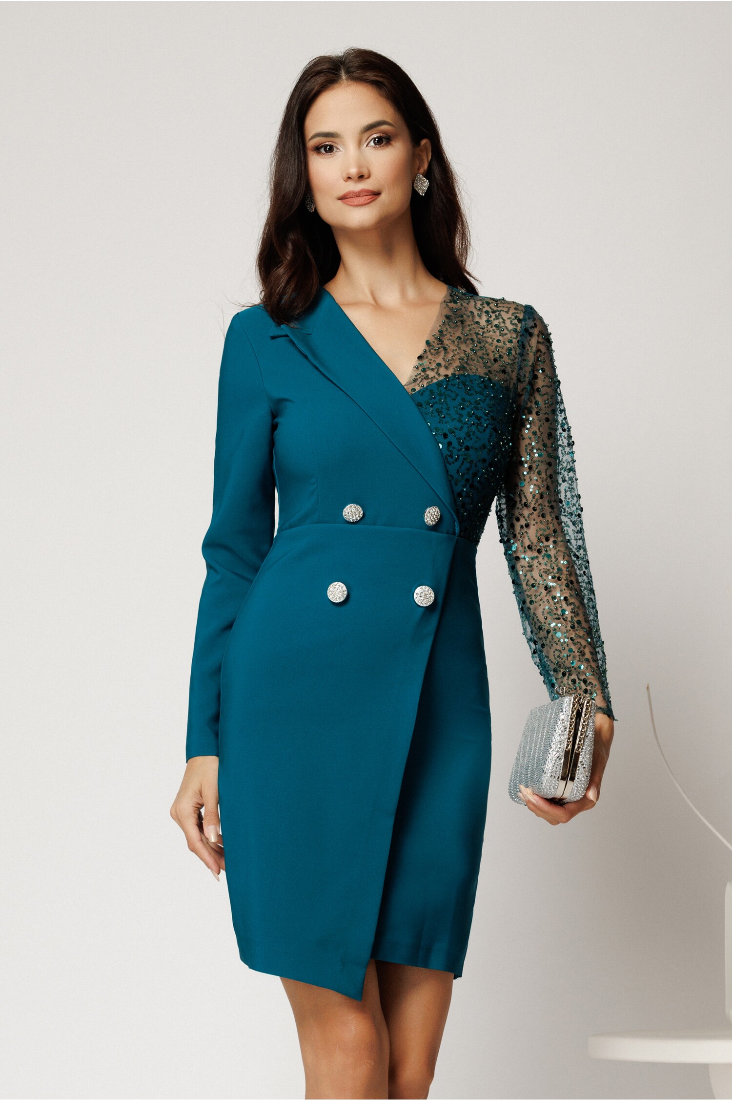 Rochie Verde Eleganta cu Paiete | Rochii Scurte