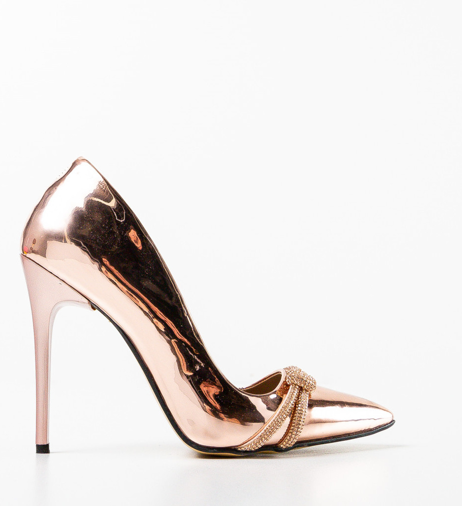 Pantofi Casette Roze Toc Eleganți - imagine 4