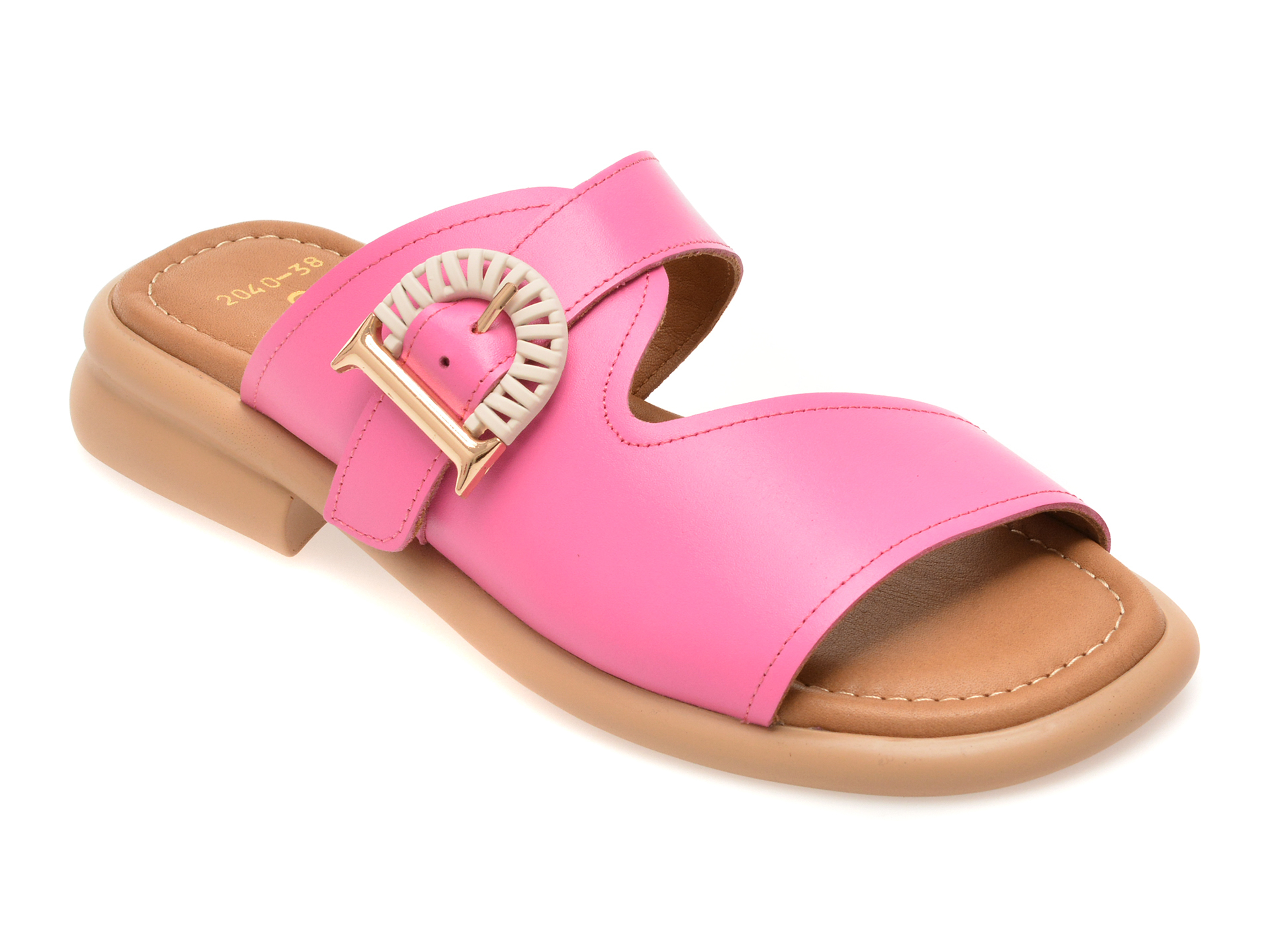 Papuci GOLD DEER Fucsia din Piele Naturală