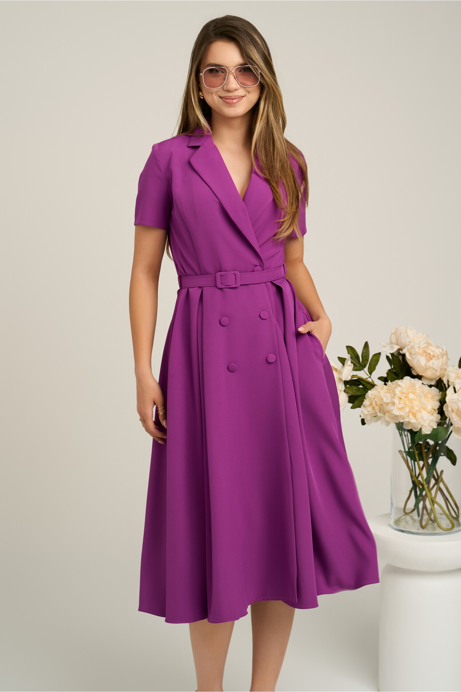 Rochie Eleganta DY Fashion din Stofa Mov