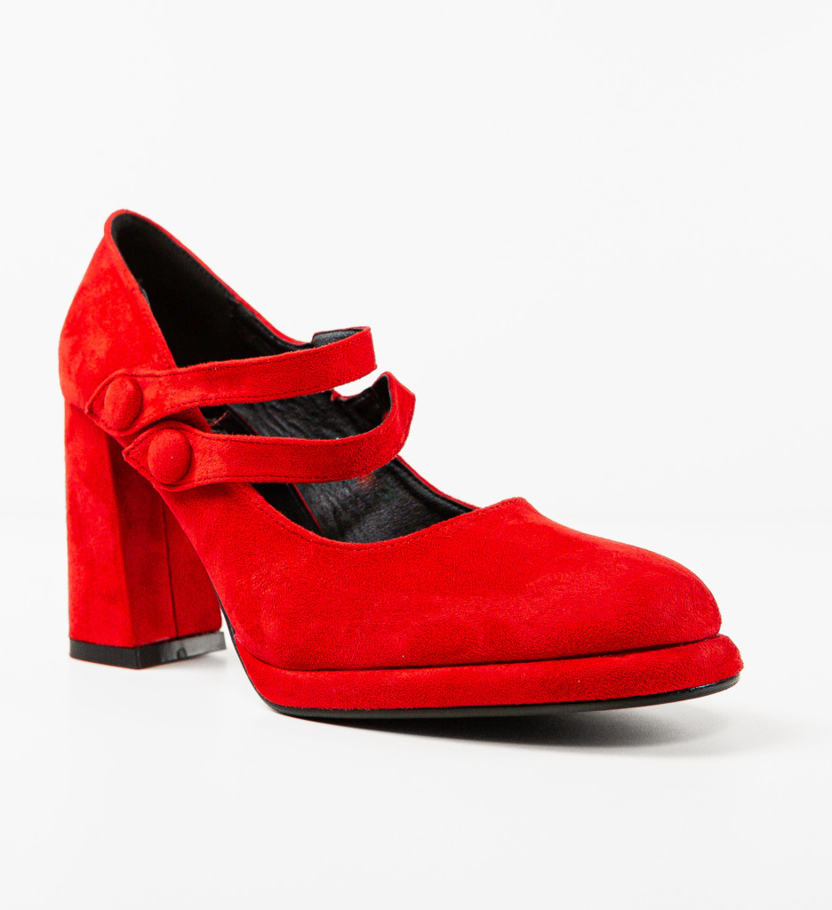 Pantofi Vintage Rosii cu Toc - Eleganță Clasică
