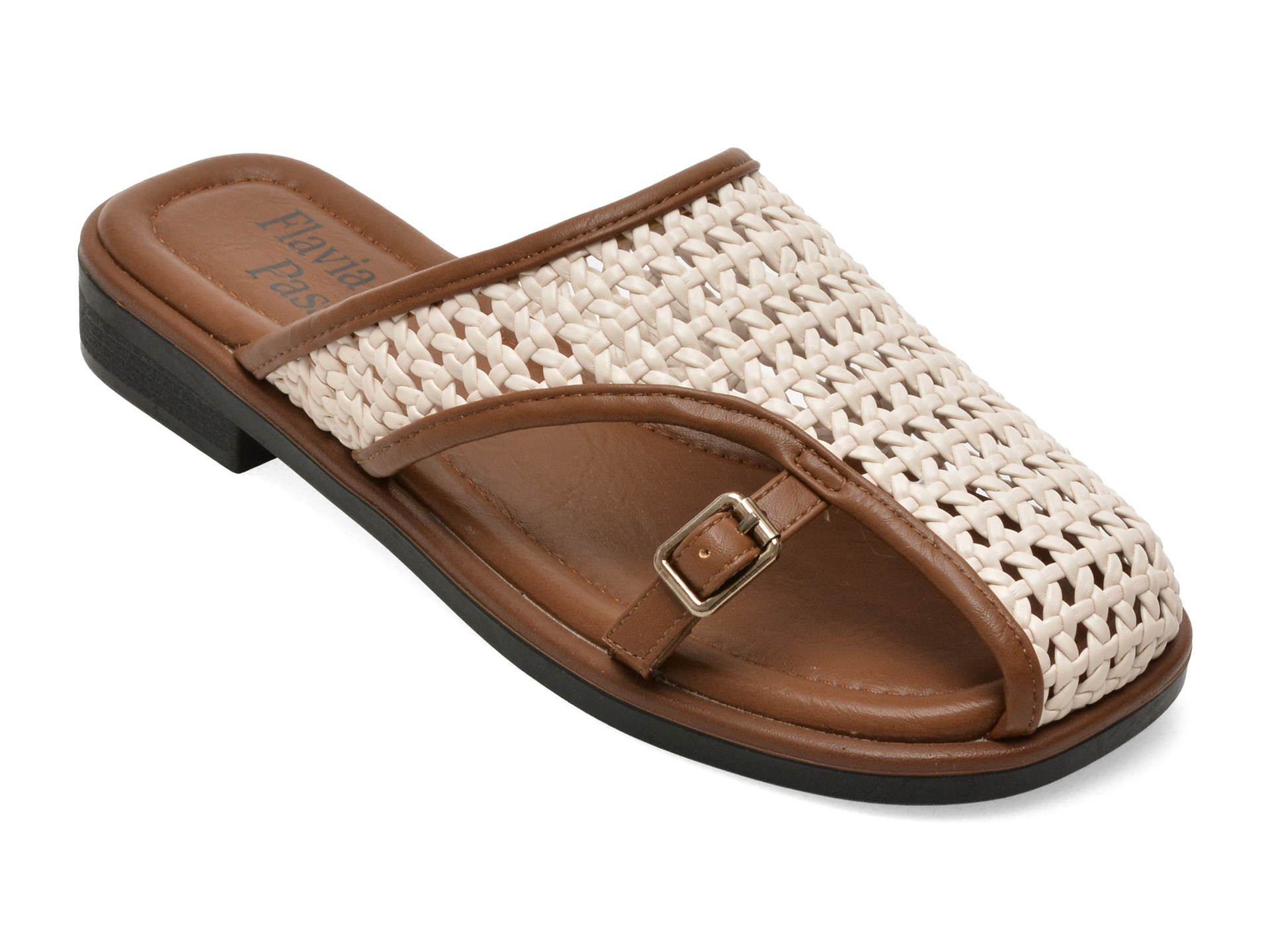 Papuci Flavia Passini albi, piele ecologică