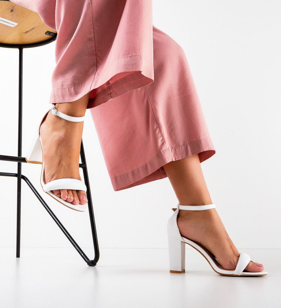 Sandale cu Toc Bethan Albe | Eleganță Asigurată - imagine 3