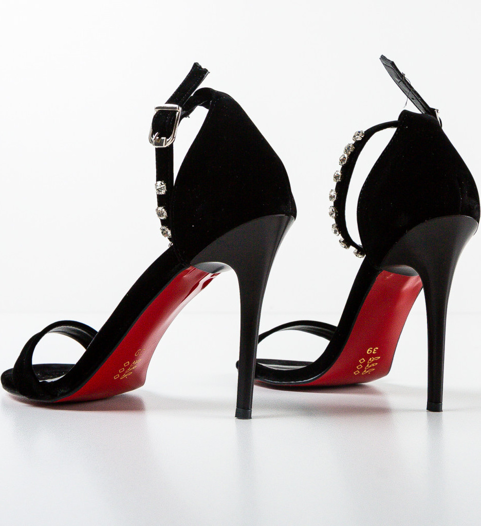 Sandale Reanta Negre cu Toc Elegante - imagine 7