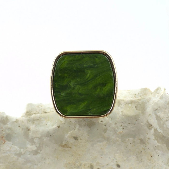 Inel dama reglabil Shopika insert verde elegant