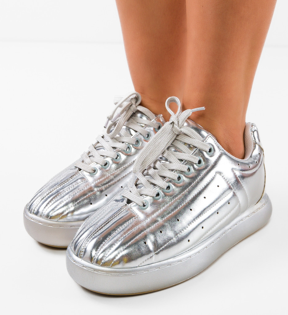 Sneakers Dama Golgar Argintii - Stil și Confort - imagine 4