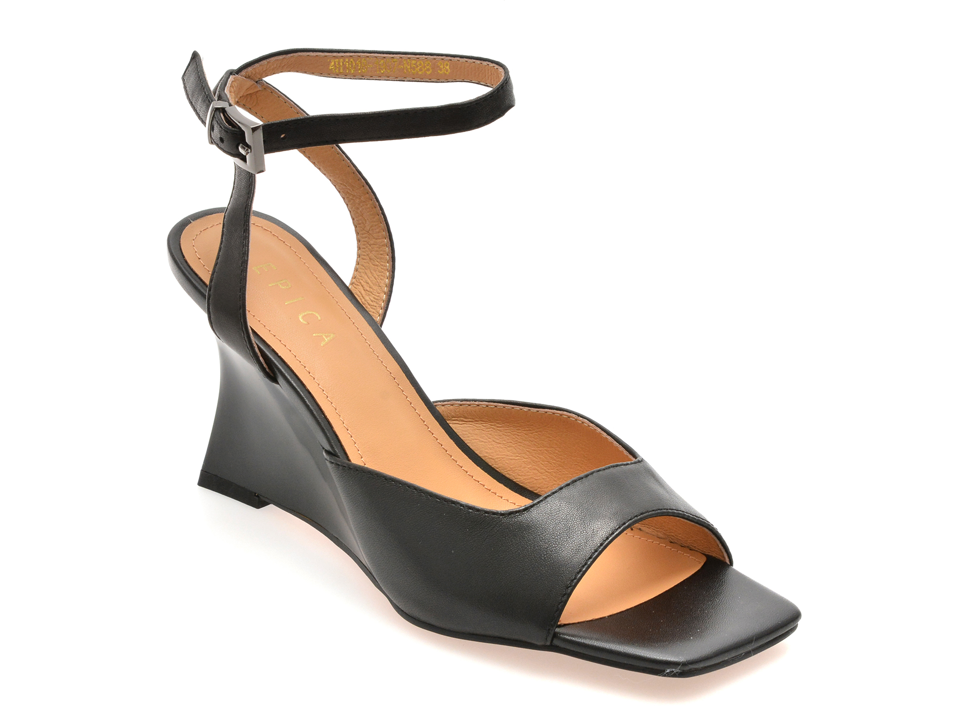 Sandale Elegante EPICA Negre din Piele | 4H1018