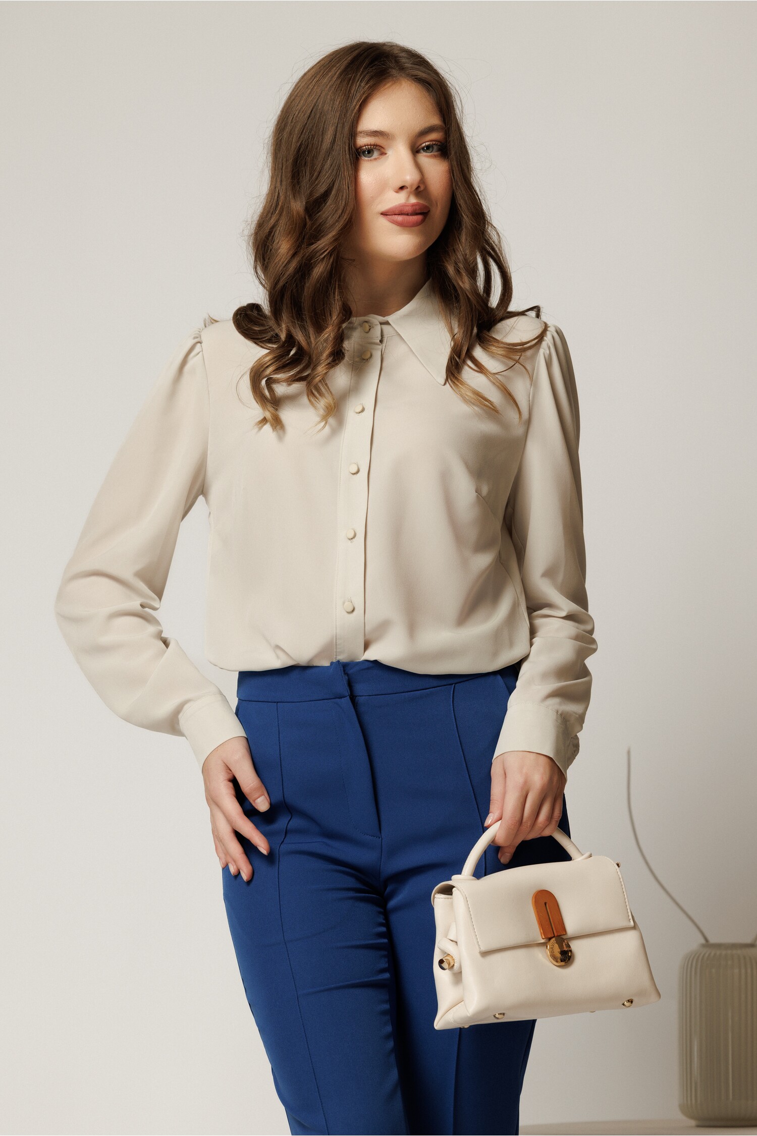 Camașă Ivoir DY Fashion cu Mâneci Bufante