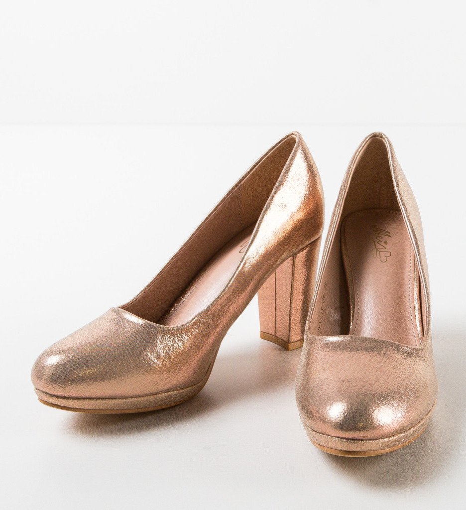 Pantofi Dama Auri cu Toc Eleganti Izpo - imagine 6