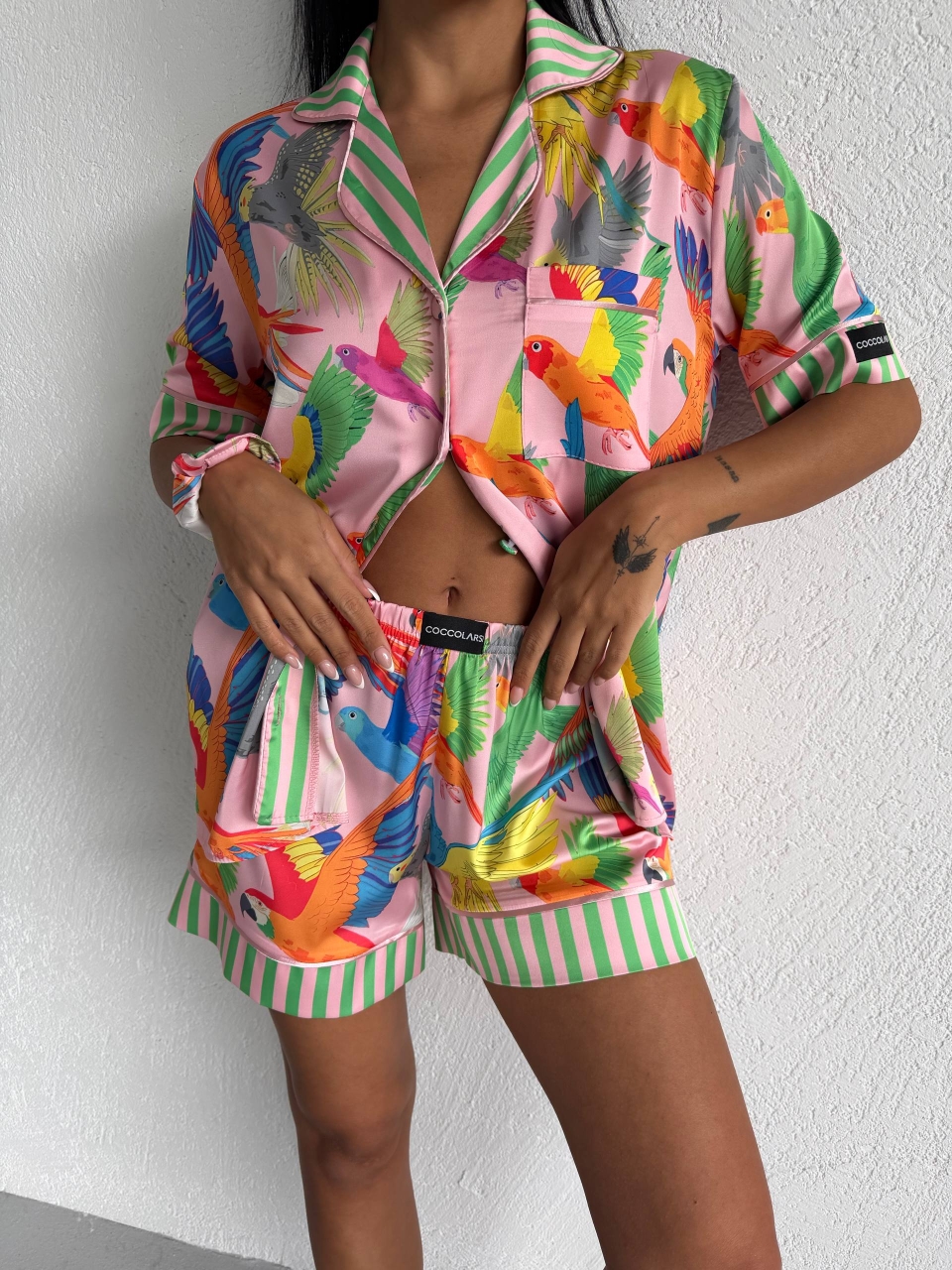 Pijama Dama 2 Piese Delis Roz Papagali