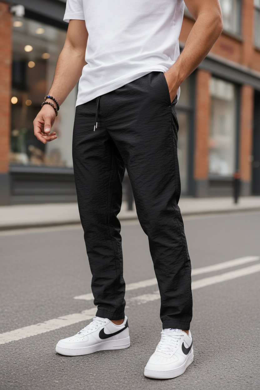 Pantaloni Trening Negri Conici Y291
