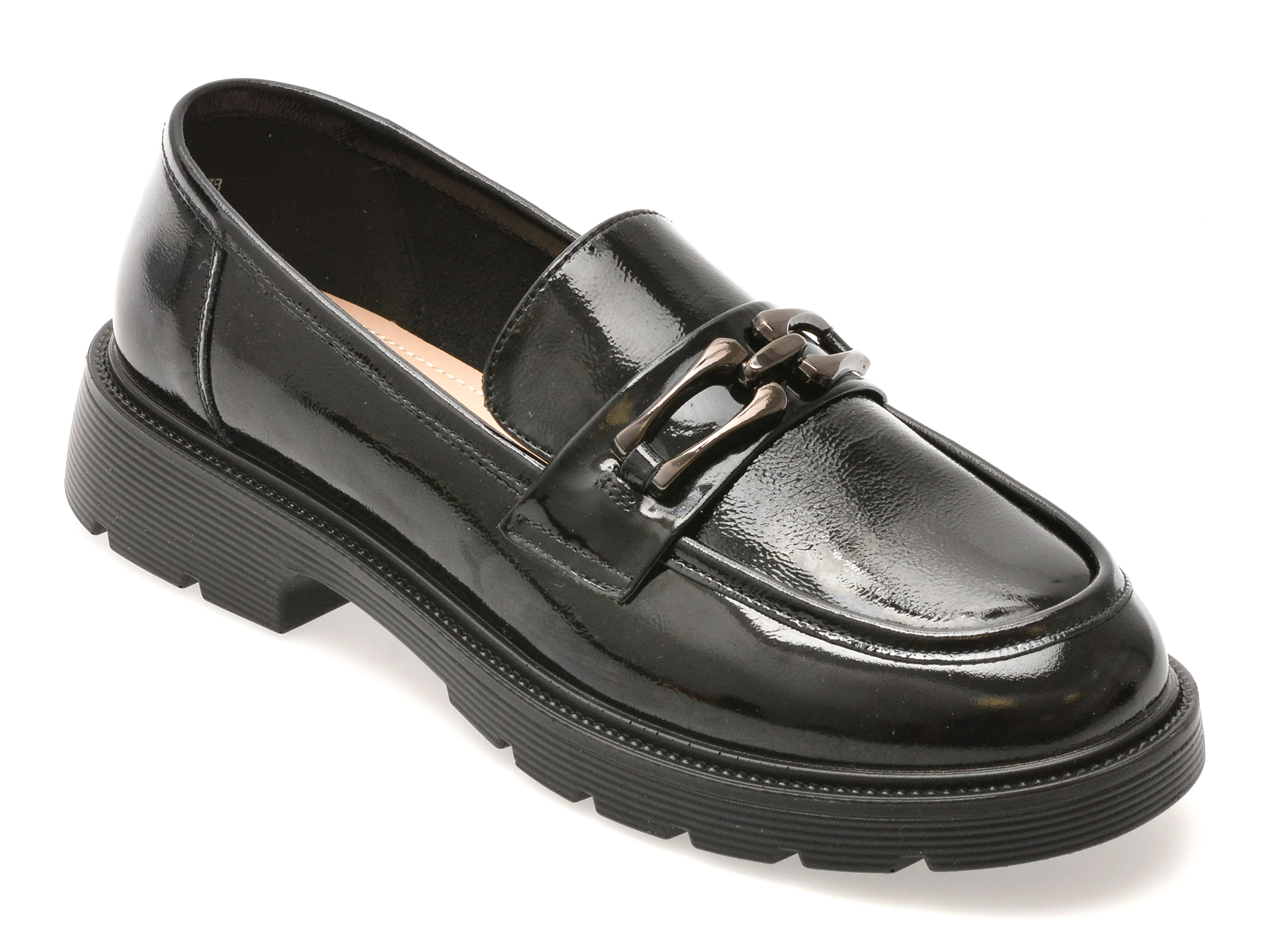 Mocasini EPICA Negri Piele Lacuită - Eleganță