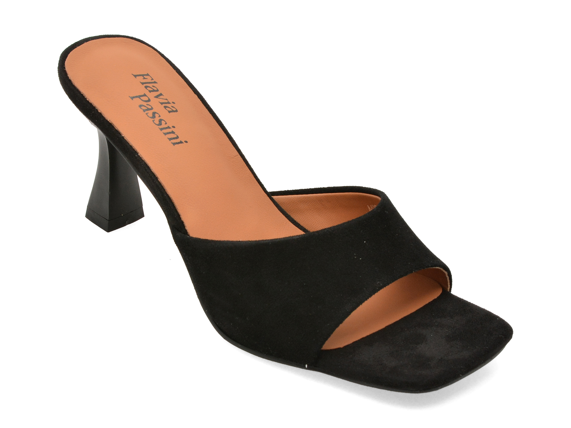 Papuci eleganti Flavia Passini negri, piele intoarsa