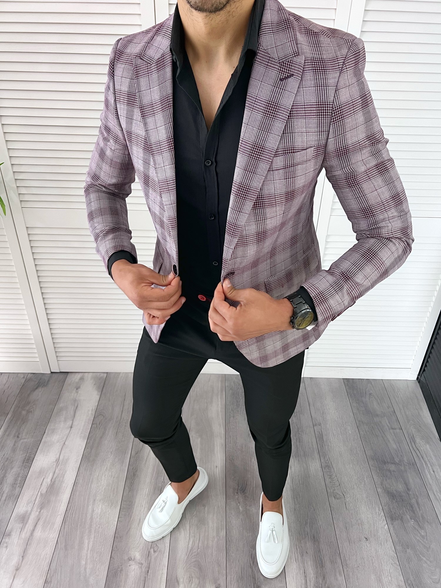 Sacou Barbati Slim Fit Carouri | Stil Elegant