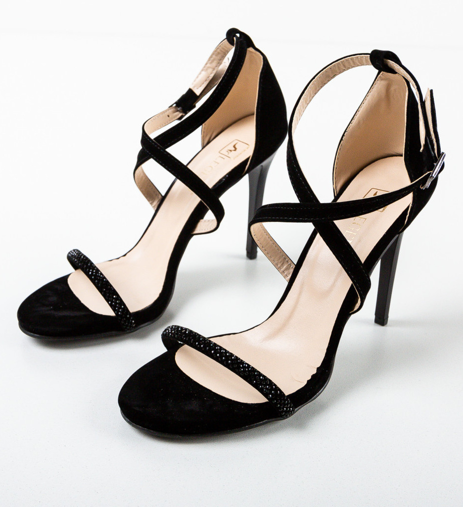 Sandale Pokabama Negre cu Toc Elegante - imagine 5