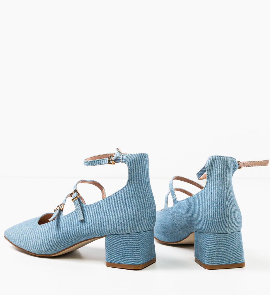 Pantofi dama Jona Albastri cu Toc Eleganți - imagine 6