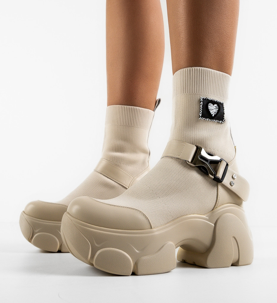 Sneakers Tradale Bej - Confort și Stil Urban - imagine 3