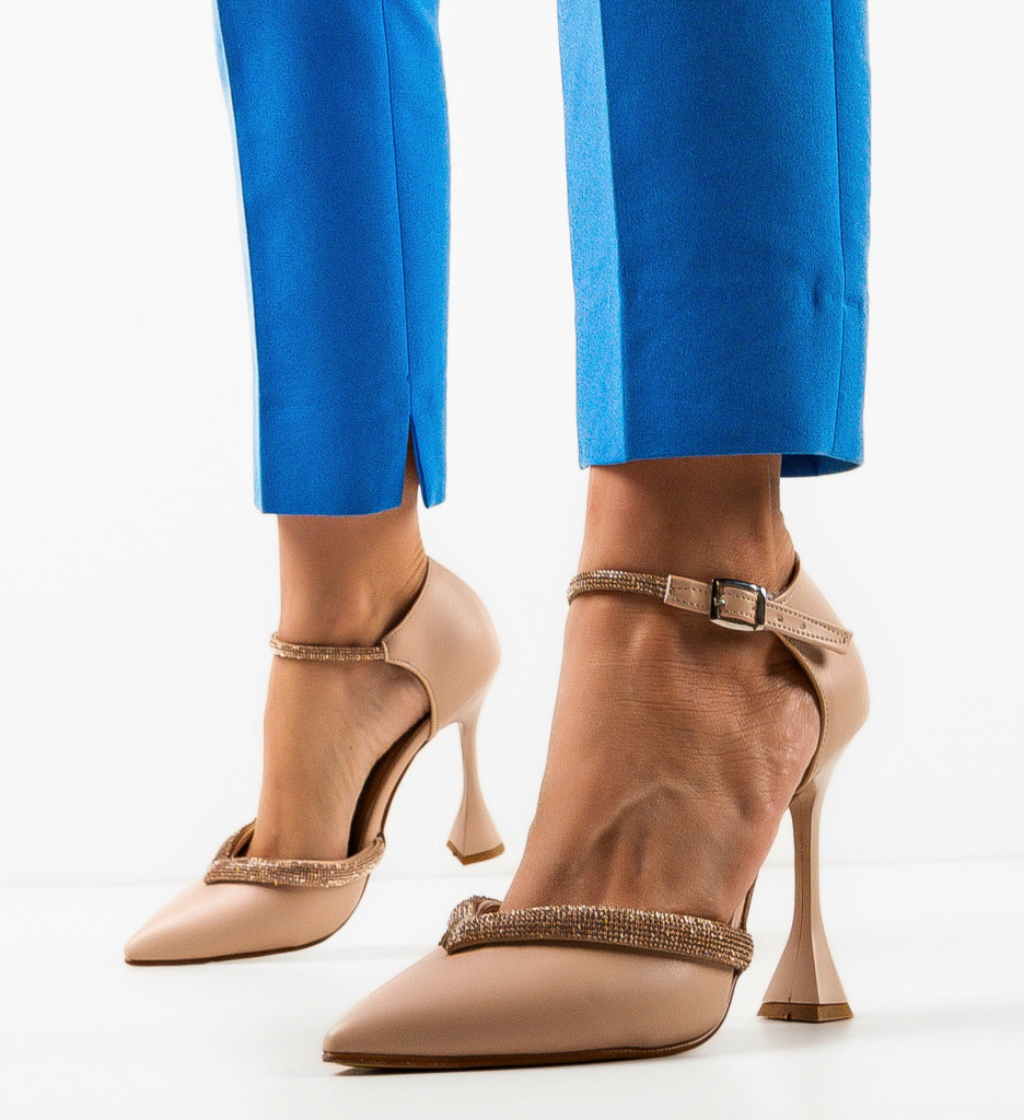 Pantofi Dama cu Toc Bej | Eleganță Modernă