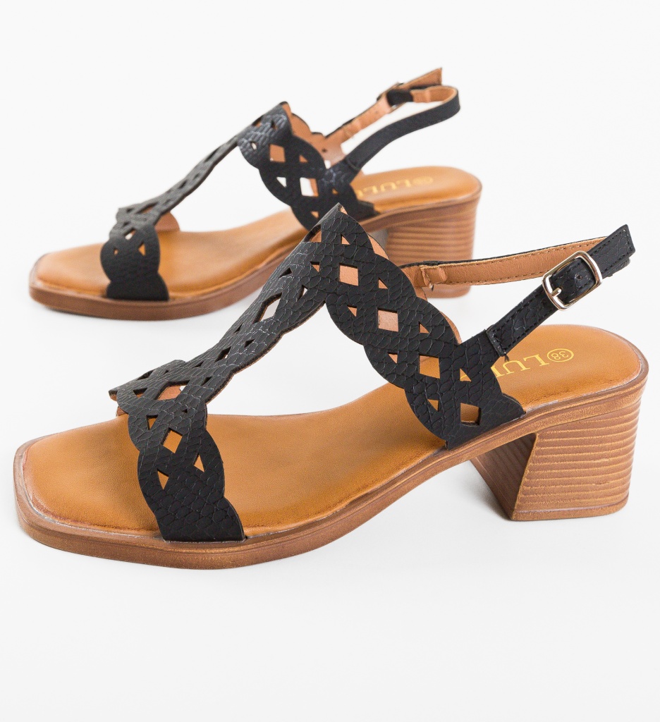 Sandale cu Toc Jiano Negre | Eleganță și Stil - imagine 7