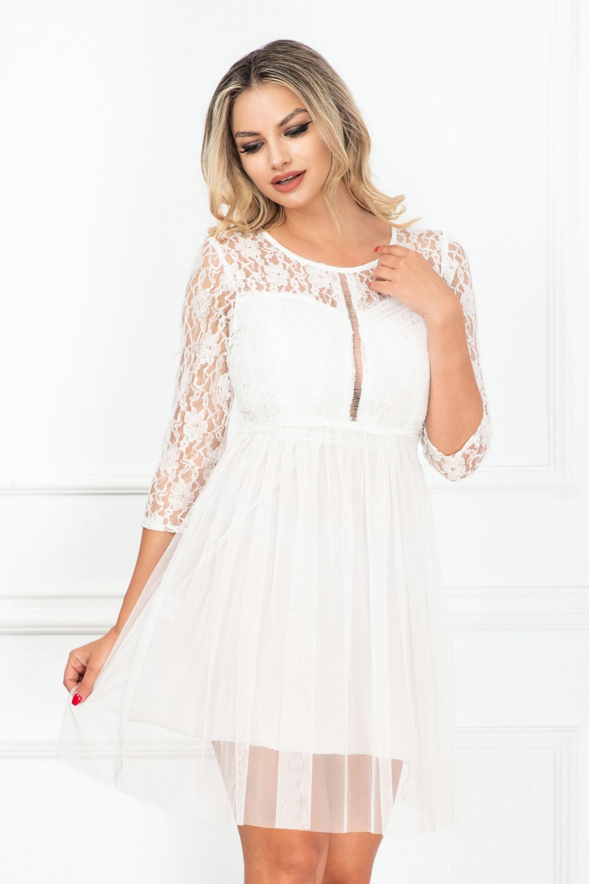 Rochie Cununie Mini Dantela InPuff
