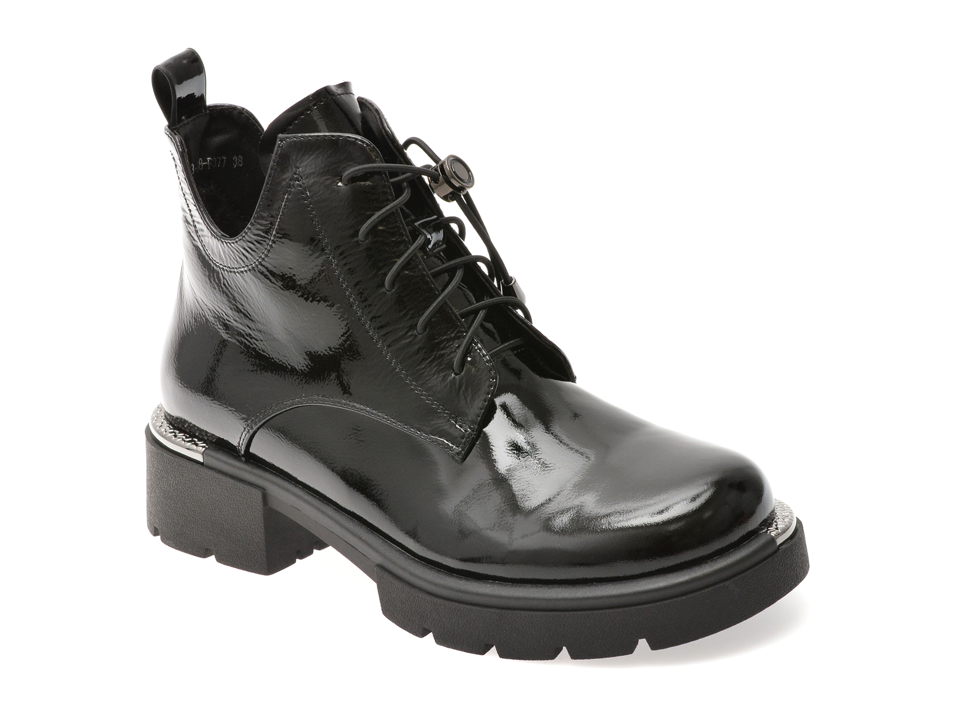 Ghete Gryxx Negre din Piele Lacuita