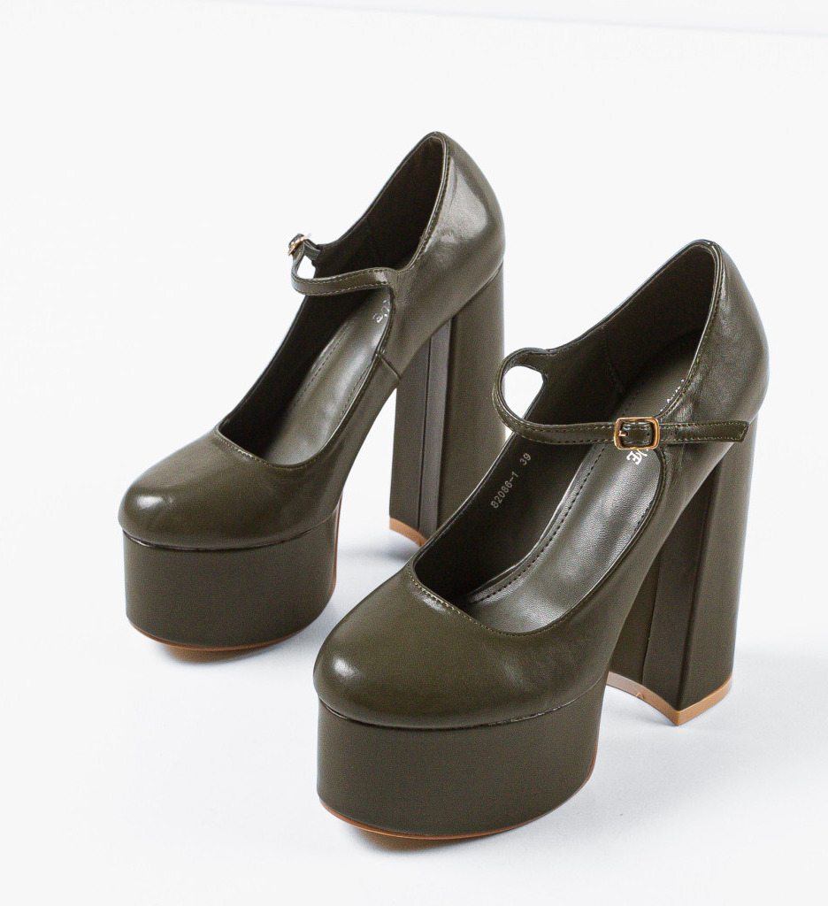 Pantofi Dama Neha Verzi cu Toc Eleganți - imagine 5