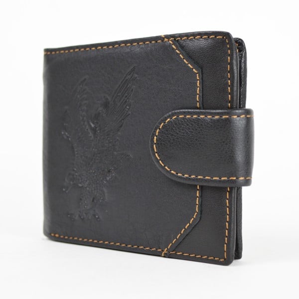 Portofel Oem Edward Piele Naturala - Negru, Elegant - imagine 4