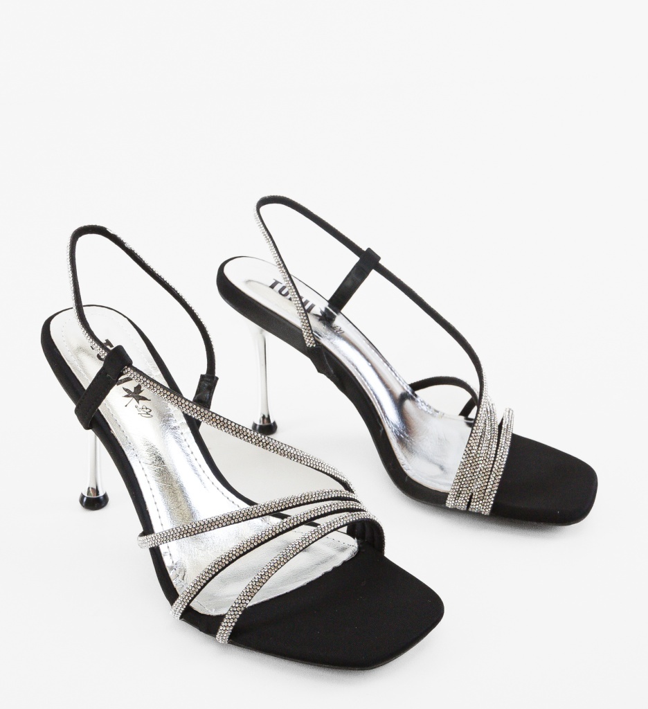 Sandale Azura Negre cu Toc Elegante - imagine 12