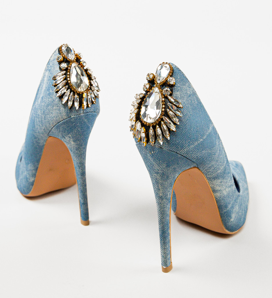 Pantofi Sity Albastri cu Toc Eleganți - imagine 6