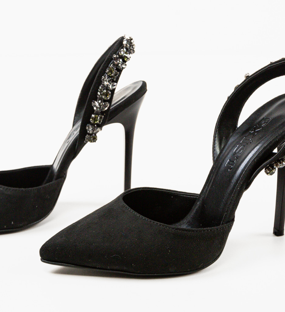 Pantofi Tilda Negri Eleganți cu Toc - imagine 5