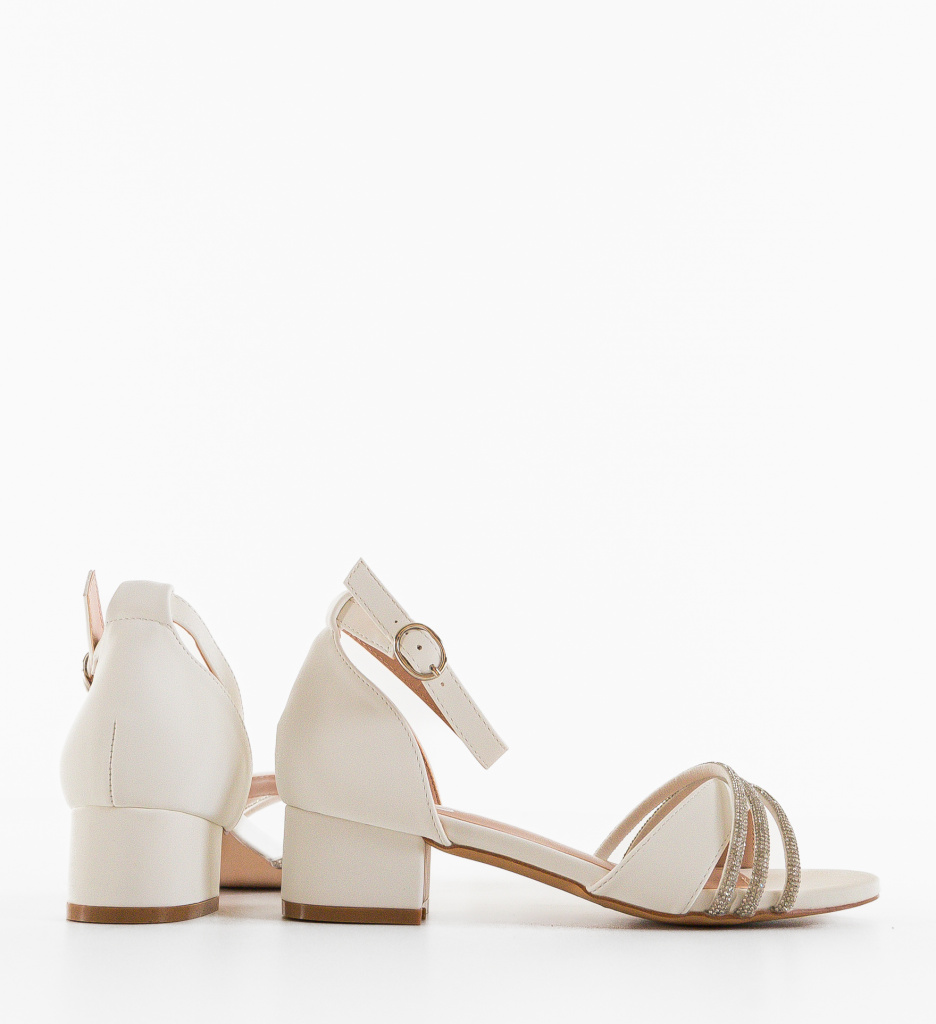 Sandale Banessa Albe cu Toc Elegante - imagine 4
