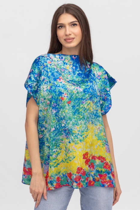 Bluză Poncho Matase Shopika Summer Imprimeu Pictural