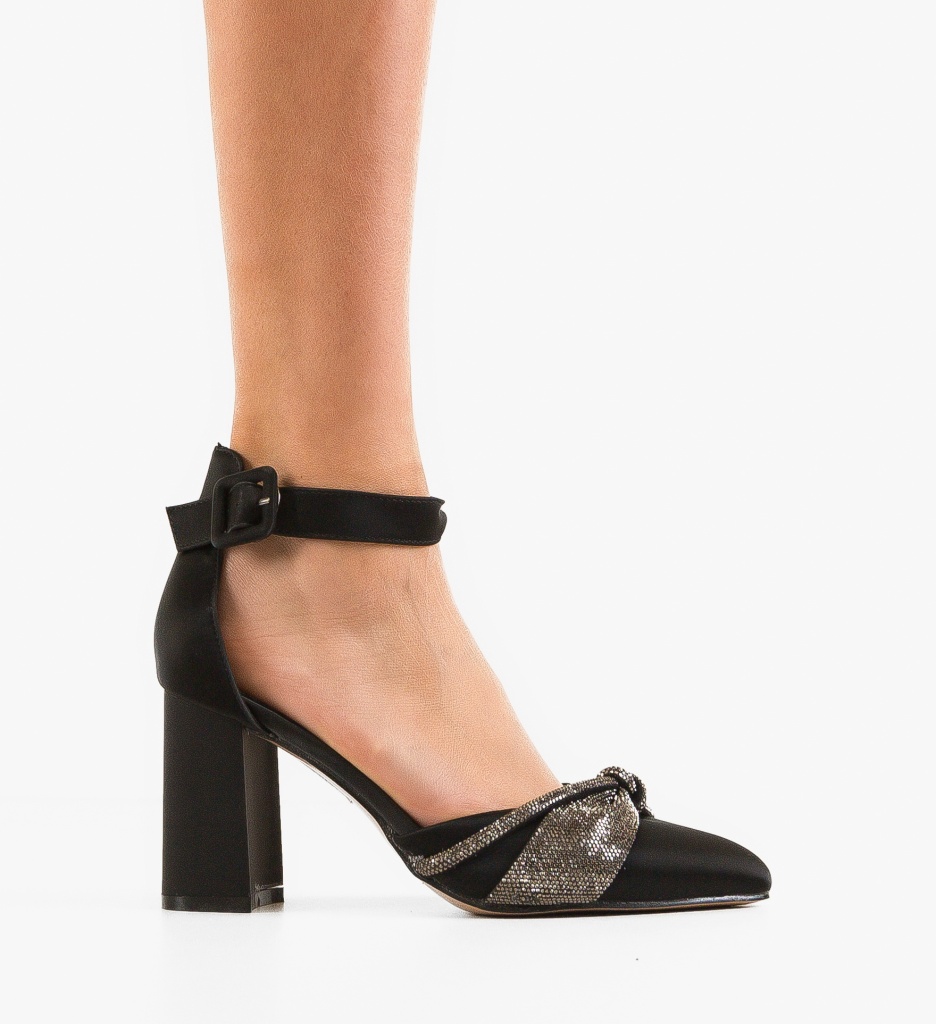 Pantofi Cochra Negri Eleganți cu Toc - imagine 7