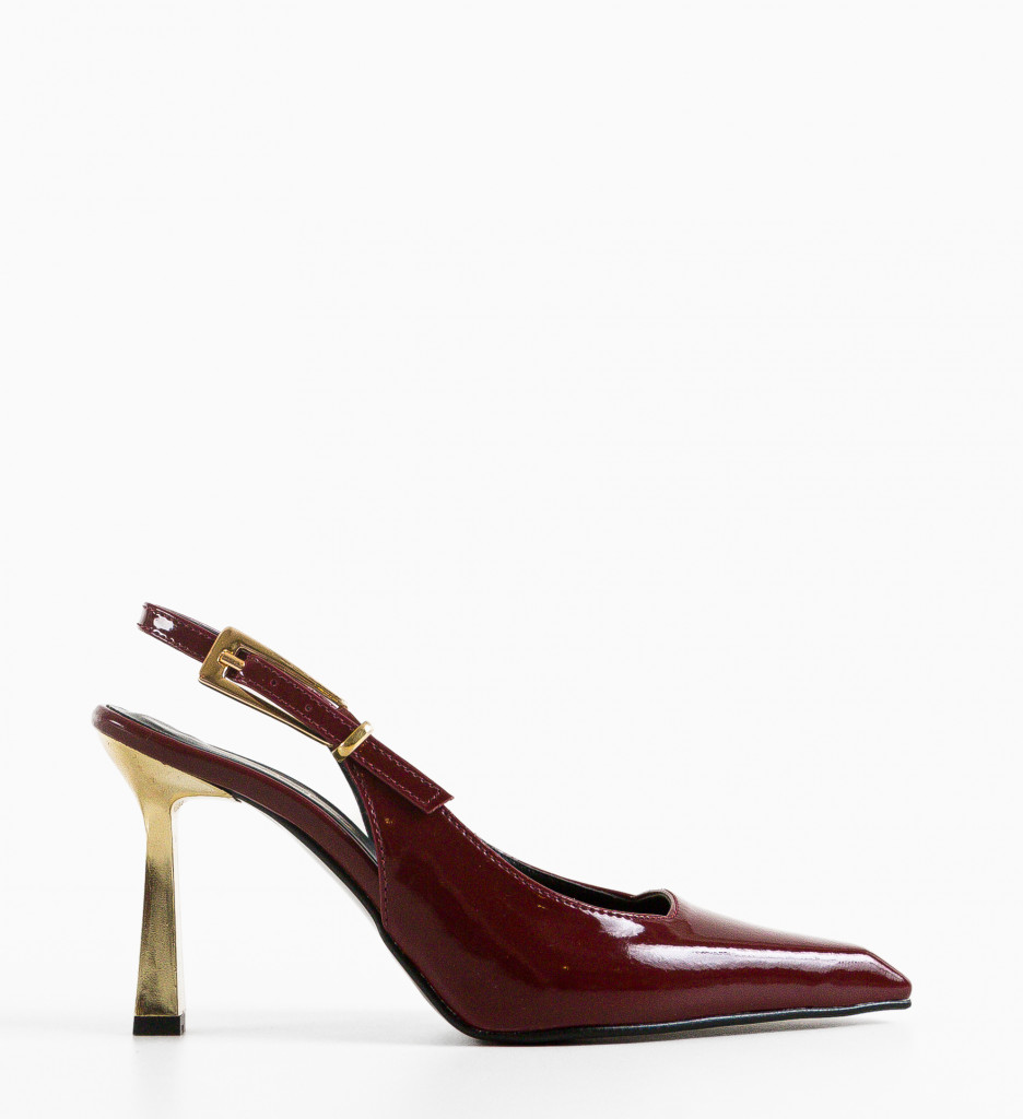 Pantofi Dama Grena cu Toc Elegant - imagine 5
