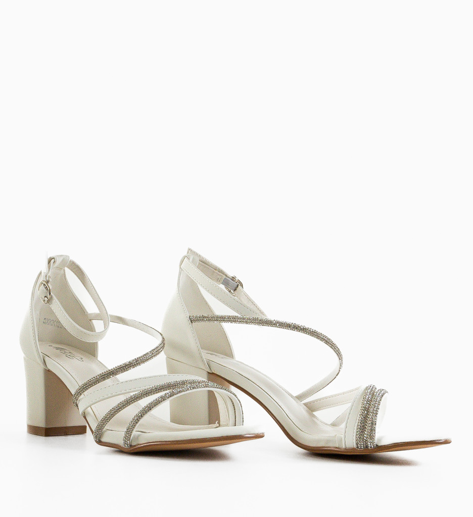 Sandale Lynia Albe cu Toc Elegant - imagine 5