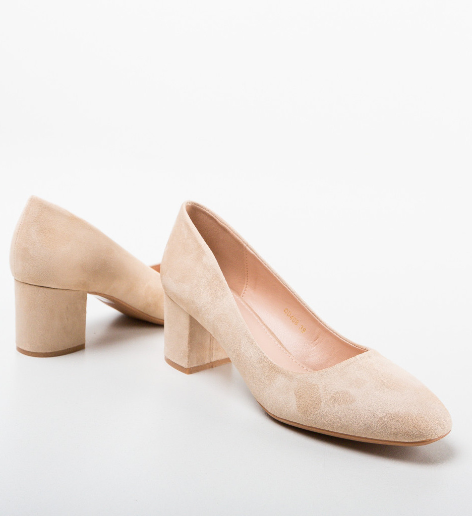 Pantofi Dalex Bej Eleganți cu Toc - imagine 6