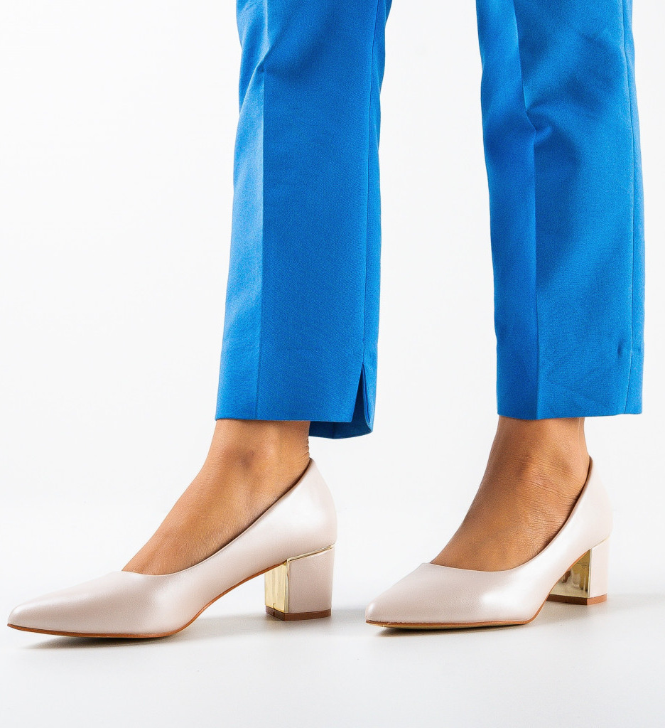 Pantofi Gavin Bej Eleganți cu Toc