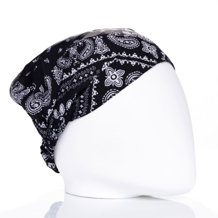 Bandana Shopika Alb-Negru cu Elastic - 9.99 RON